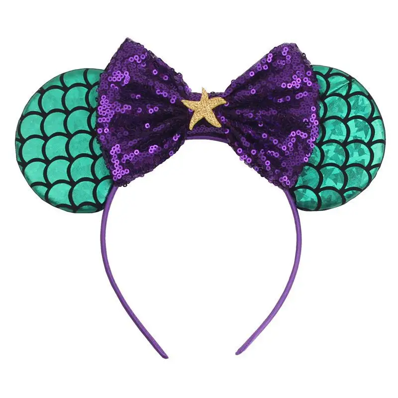 headband 6 3," Русалка Минни ободок с мышиными ушками Блестки для волос повязка для волос с бантом DIY Девушки аксессуары для волос для детей модный Косплей-повязка на волосы - Цвет: headband 6