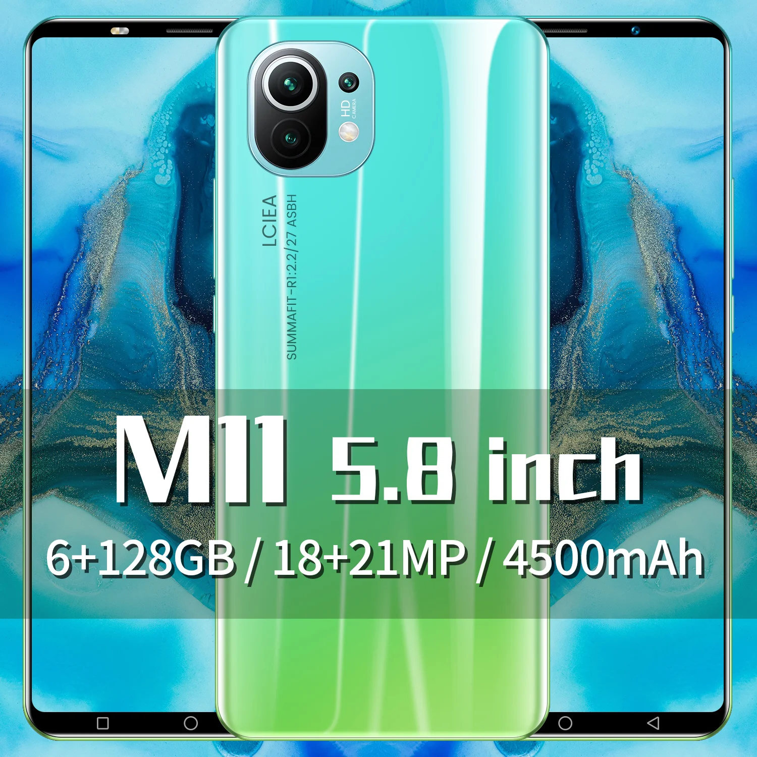 

New Arrival Mobile Phone M11 5.8Inch Full Screen Smartphone 6+128G 4500MAH 18+21MP Fingerprint Face ID Android 10 Deca Core