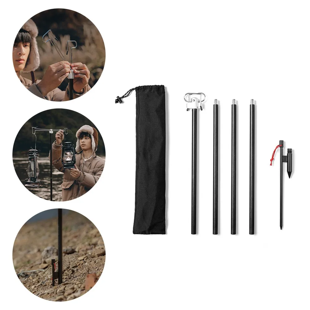 

Lantern Stand Camping Adjustable Folding Aluminum Alloy Double Head Light Pole Portable Telescopic Lighting Lamp Pole Hook