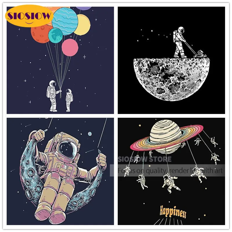 5D алмазная живопись сделай сам Вселенная астронавты полная выкладка квадратная