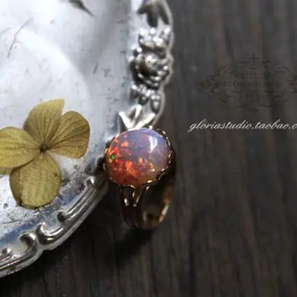 

Custom Gloria Studio Fairyland Western Antique Opal Gemstone Crown Ring Vintage