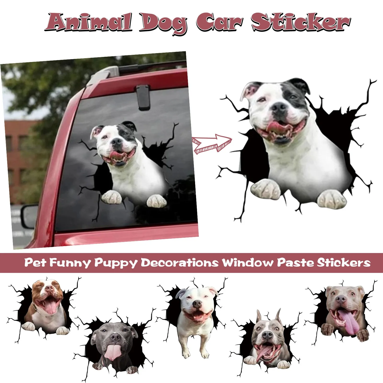 Забавная виниловая наклейка на автомобиль с трещинами в виде головы собаки