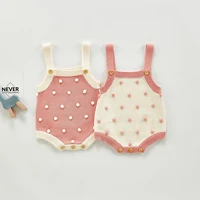 baby bodysuits sleeveless cotton dots knitted newborn infant girl pink strap onesie jumpsuits toddler kids outfit coverall 0 18m