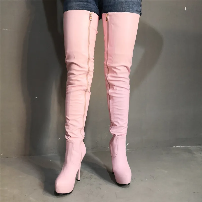 Женские Водонепроницаемые высокие сапоги до бедра матовые кожаные однотонные на