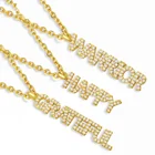 Ожерелье FLOLA с буквами для женщин, Золотая цепь с кристаллами и английской надписью, кубический цирконий, подарочное ювелирное изделие, nket02