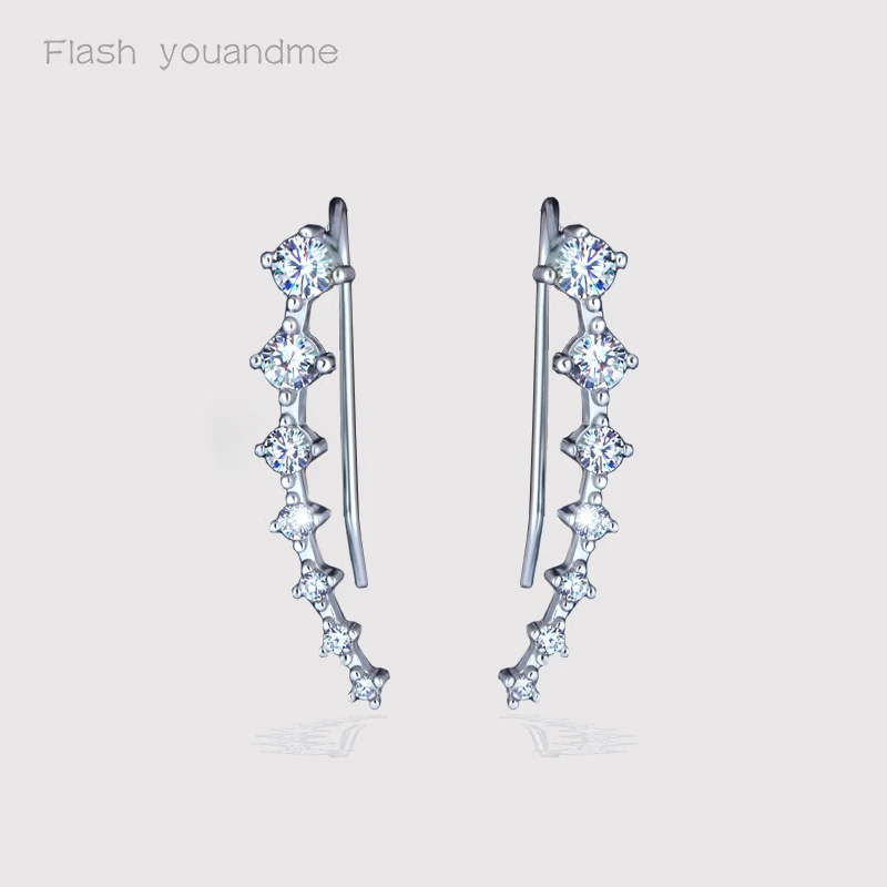 

Flash youandme Zircon 925 Sterlings Silver Cute Korean Girls Earings Clip Earrings For Women Engagement Gift Fine Jewerlry