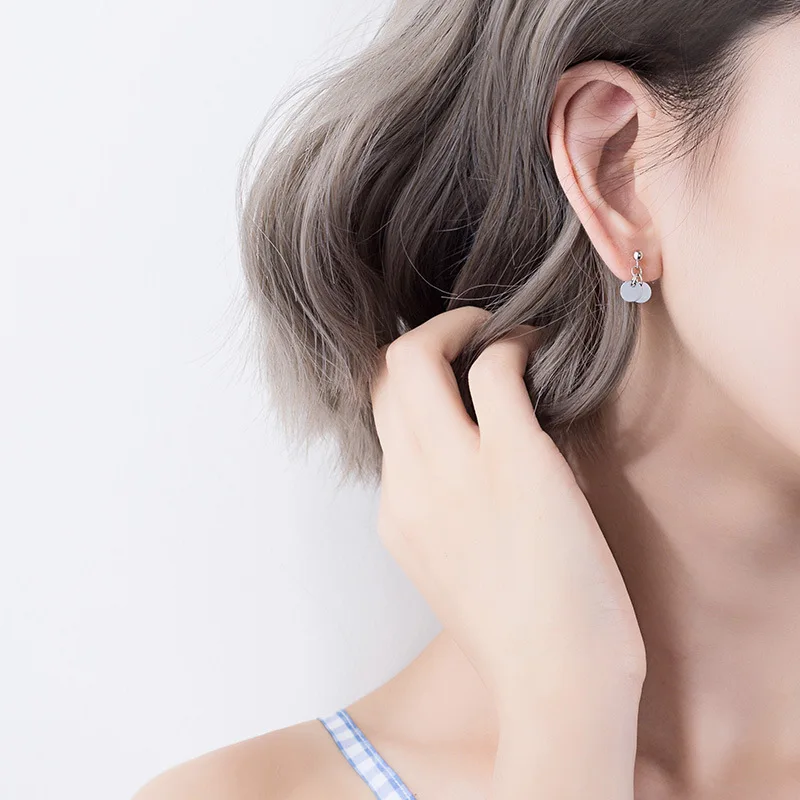 

OBEAR Small Exquisite Disc pendant Tassel Earrings for Women Siver Plated Earrings Fashion Jewelry