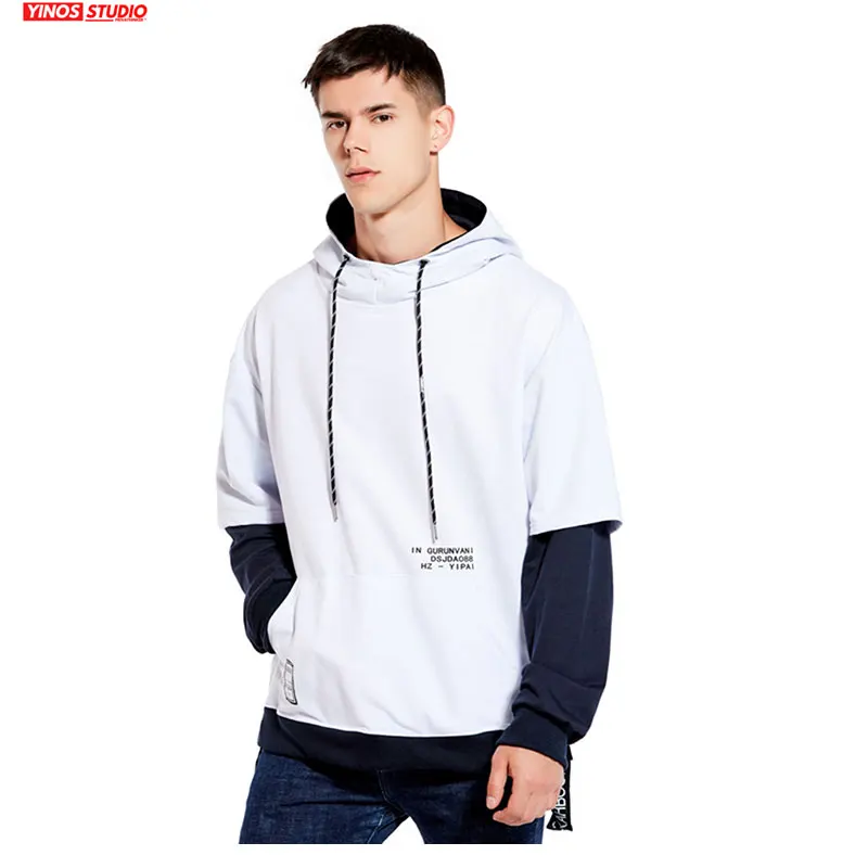 Мужская толстовка в стиле хип хоп Повседневная хлопковая пэчворк Прямая