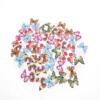 50pcs buttons for crafts butterfly embellishments for clothing cartoon wooden buttons featured diy handicrafts accessories wood