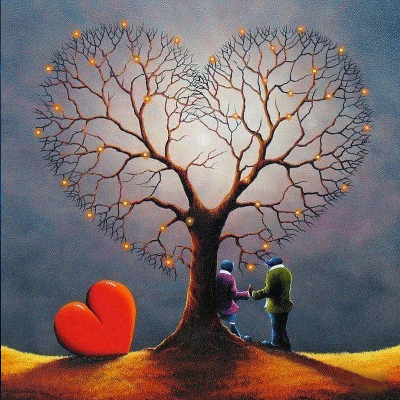 Алмазная живопись в форме сердца деревья пейзаж вышивка кот мозаика украшение