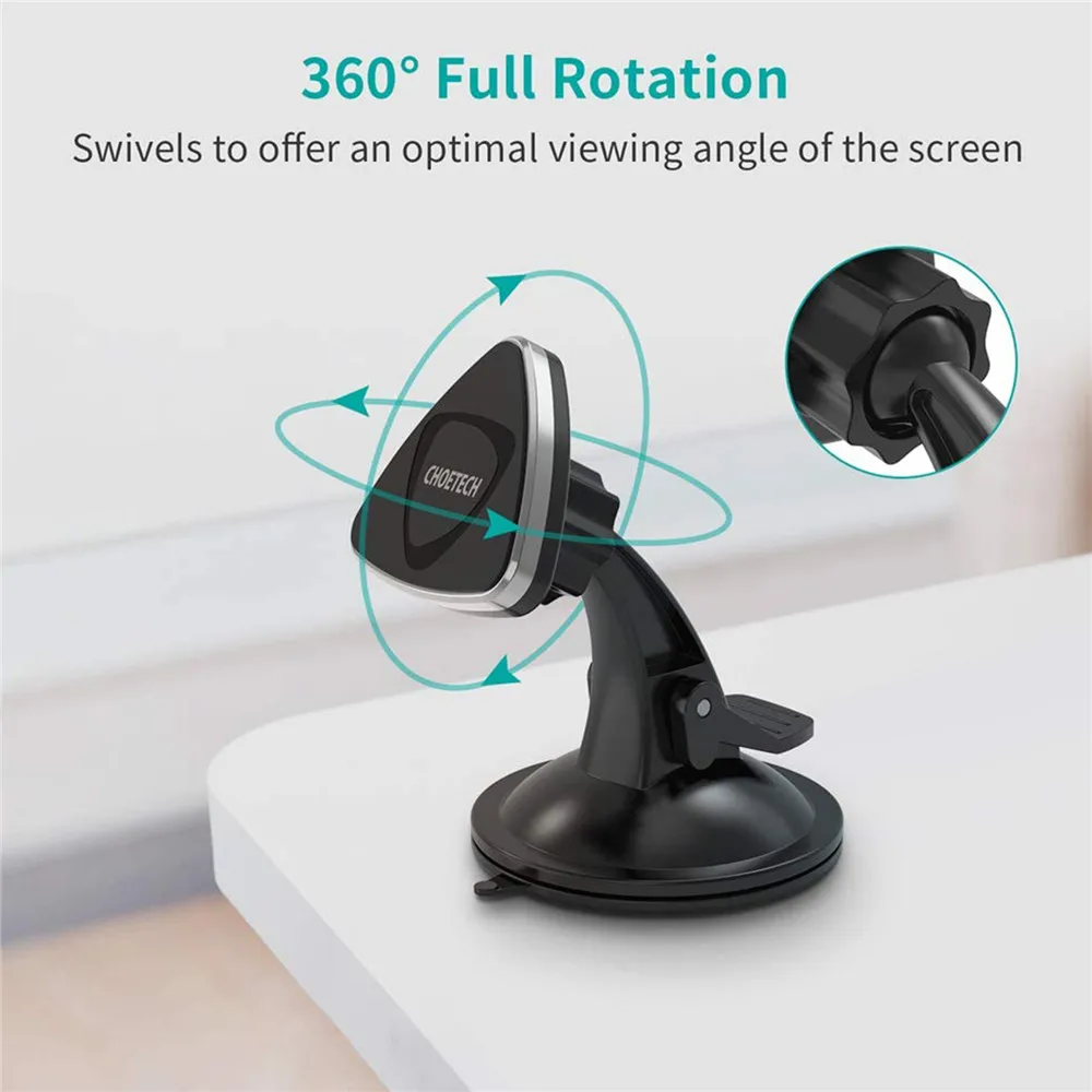 CHOETECH Car Phone Mount Magnetic in Car Phone Holder Suction Cup Car Mount for iPhone Xs MAX/XR/8 for Galaxy Note 10 for Sony