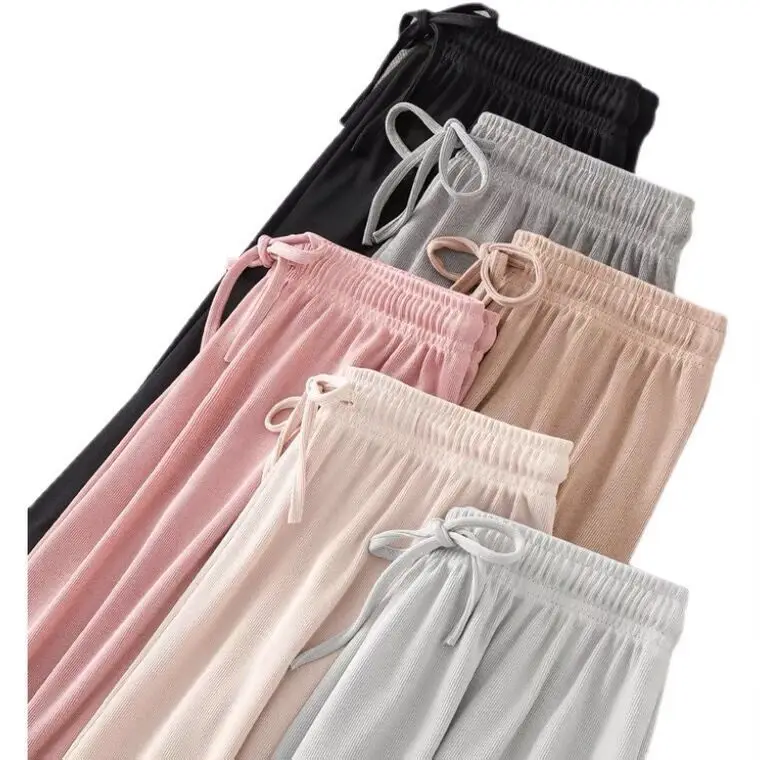 

Ice silk wide leg pants women's summer loose and thin high waist drop pants straight tube casual floor pants
