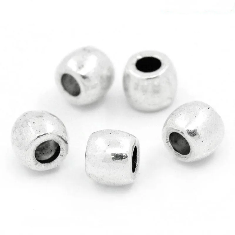 100 шт. Doreen Box гладкие разделительные бусины сплав Серебряный цветовой барабан