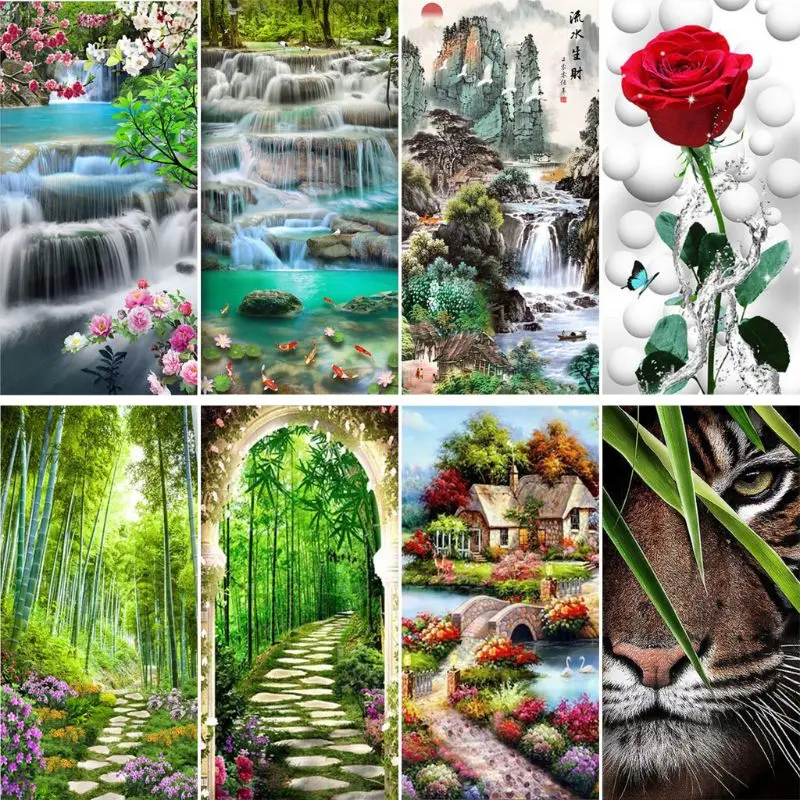 

Bamboo Forest Flower DIY 5D Full Drill Diamond Painting Embroidery Cross Stitch Kit Rhinestone Home Decor Craft Dropshipping
