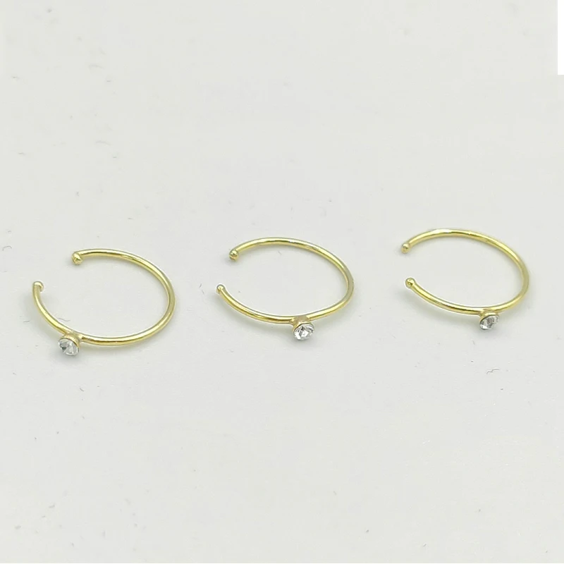 Кольцо в нос из серебра 925 пробы с кристаллом кольцо-гвоздик бриллиантом