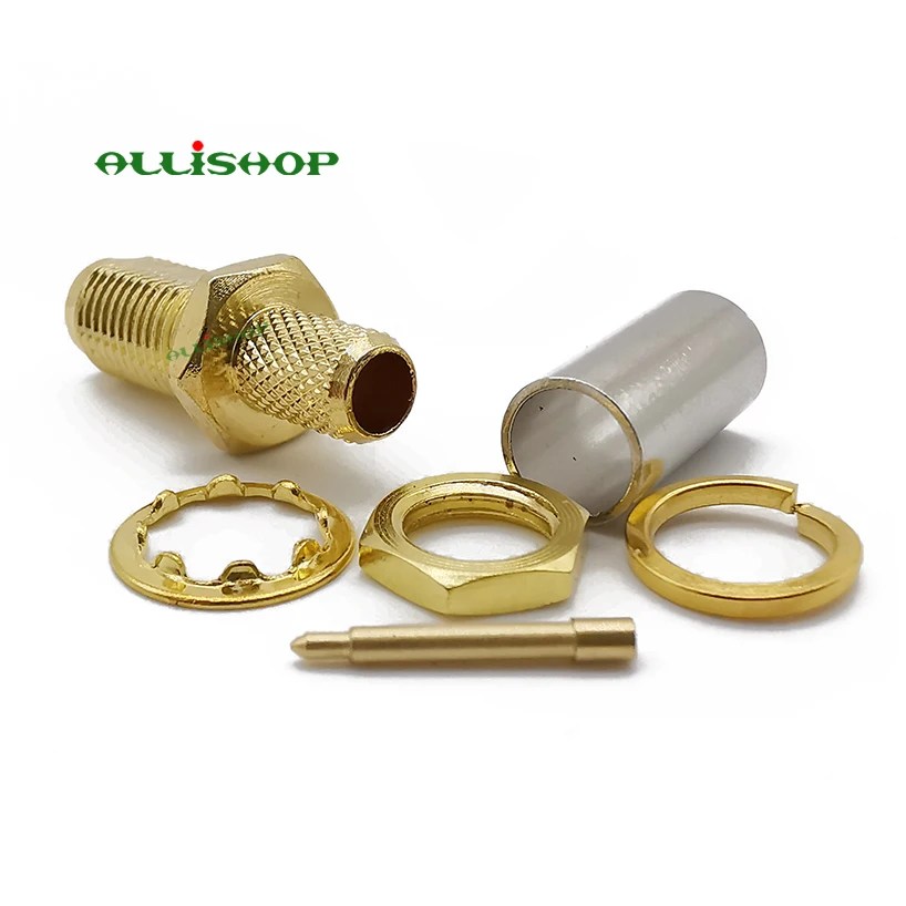 10 шт. RP SMA Гнездовой разъем RF коаксиальный соединитель обжимной RG58 RG142 LMR195 RG400 с