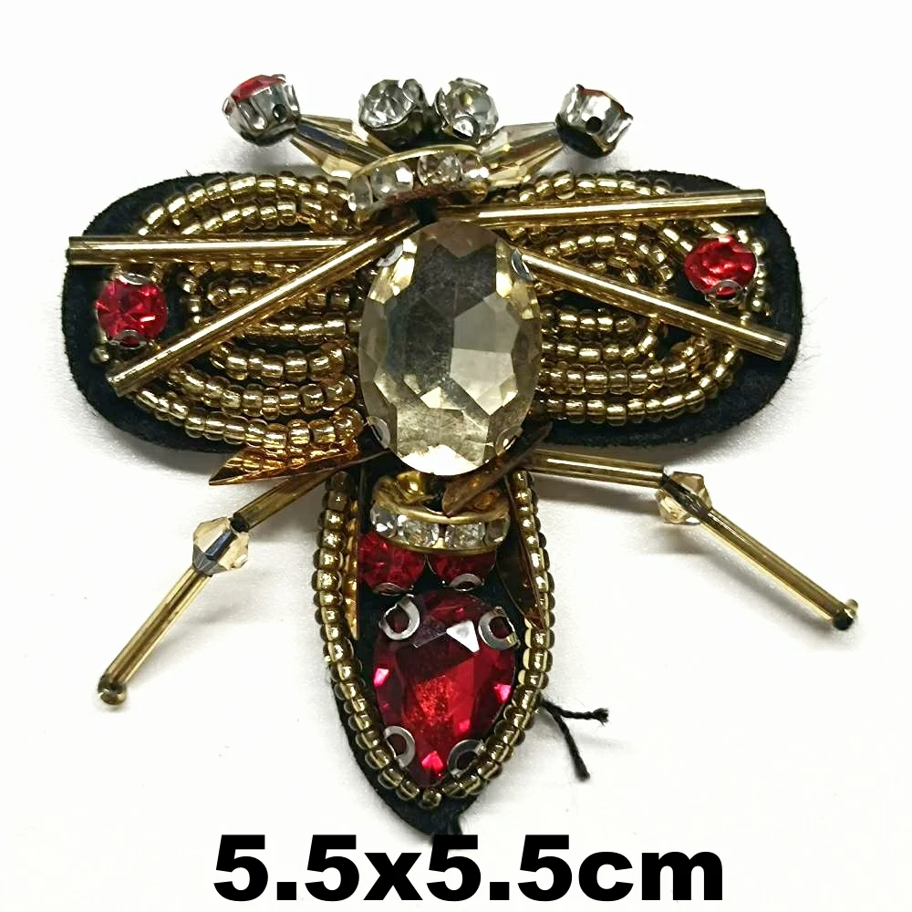 

Design embroidery beaded bee embroideried patches for clothing HO-3307