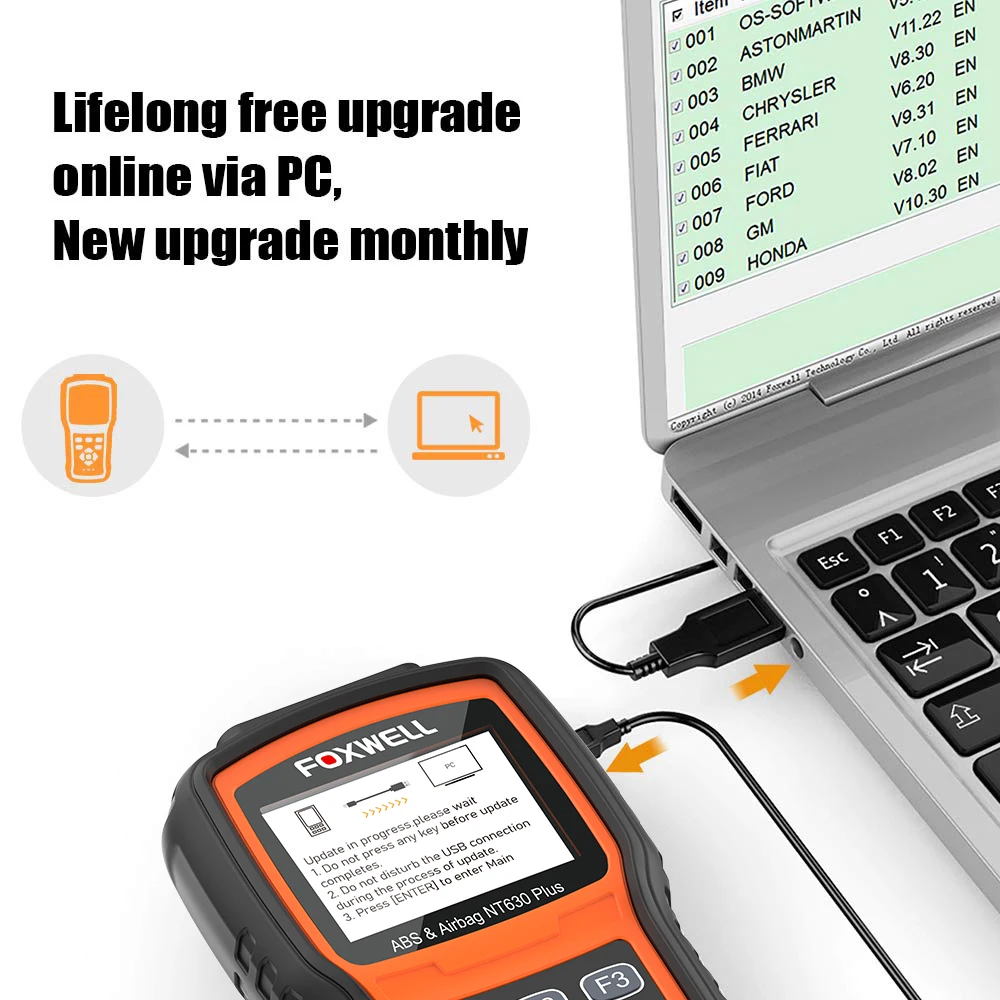 Foxwell NT630 Plus OBD2 ABS Автомобильный сканер SRS подушка безопасности сброс данных