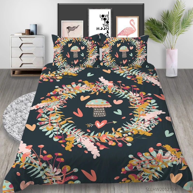 

Cartoon Bedding Set Queen Size Duvet Cover Set 3D Print Starfish Flowers Lovely Kids Child Girls Home Decor Bed Gift 2/3 Pcs