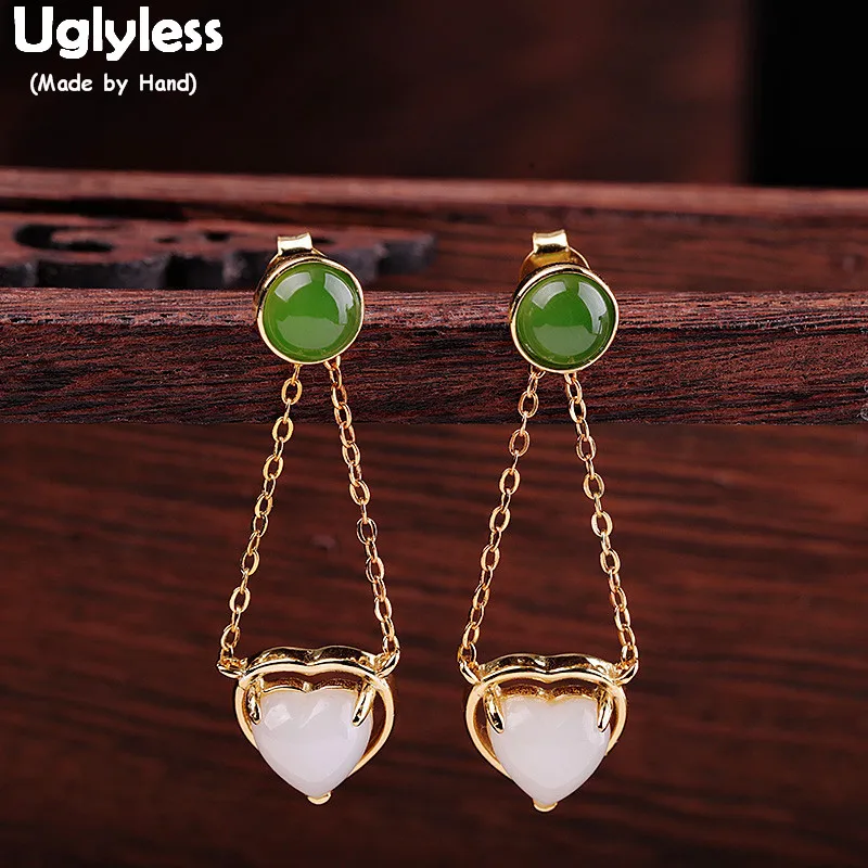 Женские серьги в виде милого сердца без угли натуральный jade Jasper цепочки
