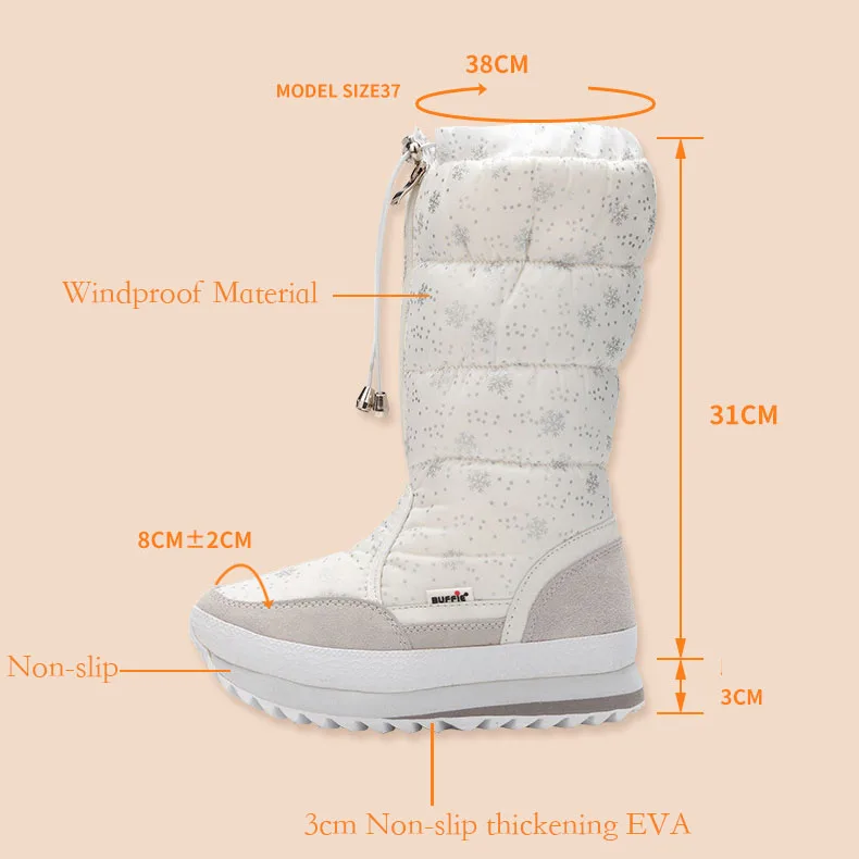 CEVABULE/2021 женские зимние сапоги Высота платформы по колено теплые на танкетке 35-42