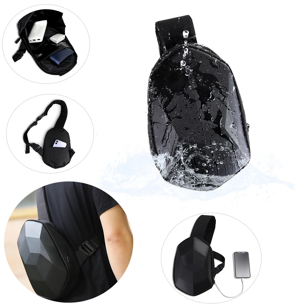 

Universal Waterproof Chest Bag for Backpack Riding Three-dimensional Hard Shell USB Charging Leisure Sports Bags Riding Parts