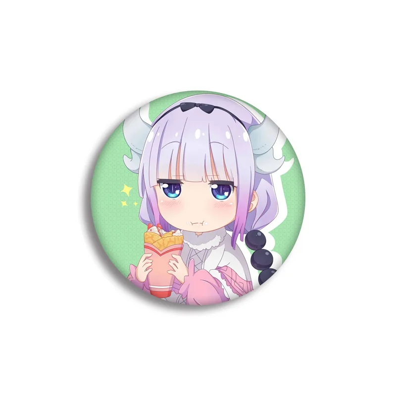 1 Pcs Anime Kobayashi San Chi No Maid Dragon Brooch Kanna Kamui Toru Cartoon Pattern Art Round Cosplay Badge 58MM Backpack Gift | Украшения