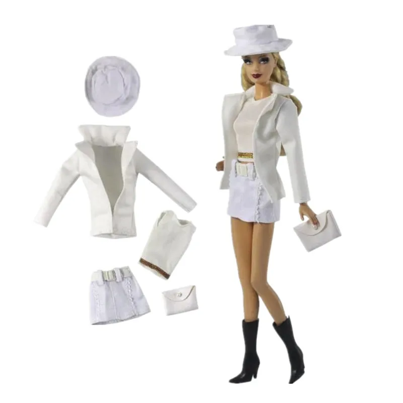 

1/6 BJD Accessories Fashion White Office Lady Suit 11.5" Doll Clothes for Barbie Outfit Hat Purse Tank Coat Jacket Pants Kid Toy
