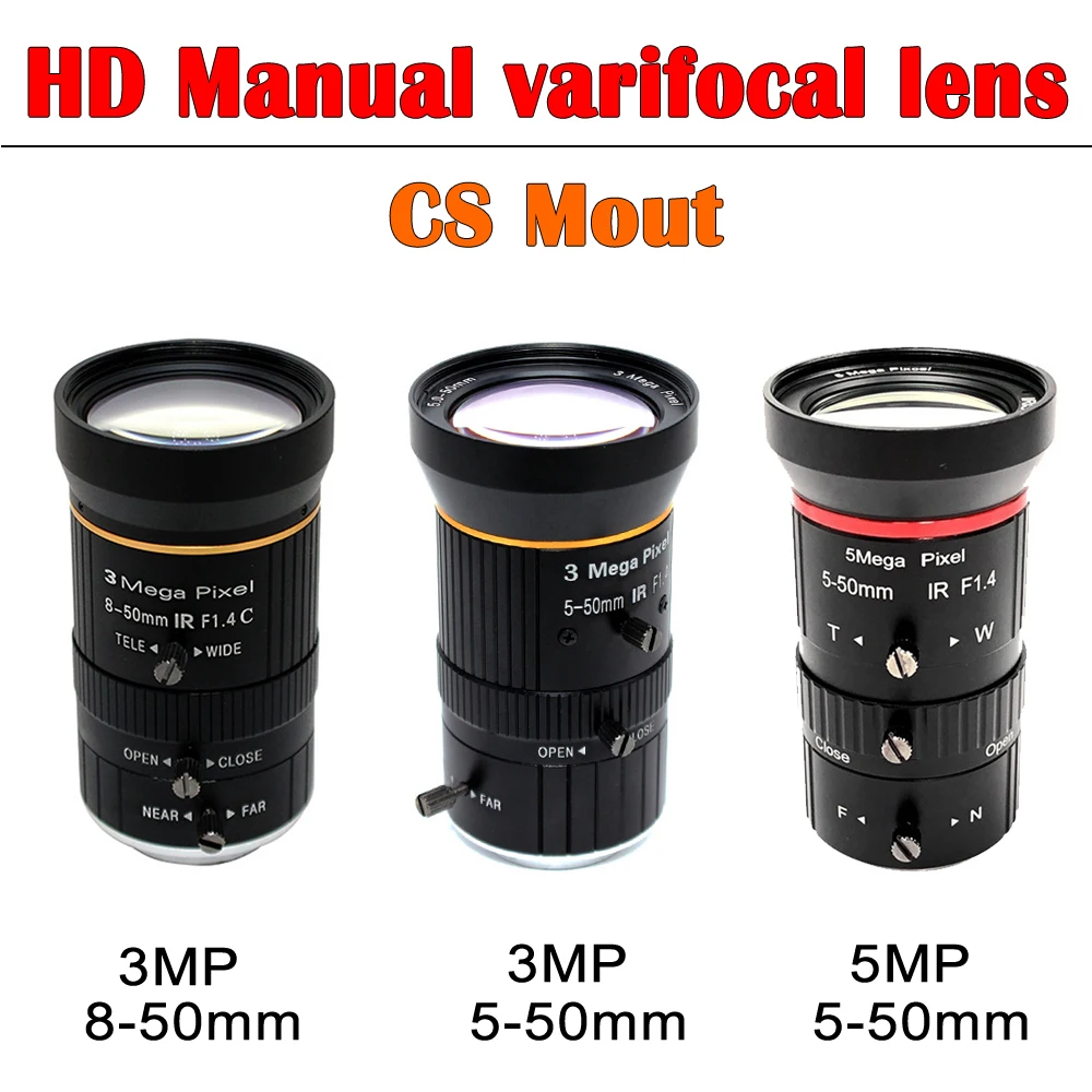 

Объектив видеонаблюдения, 5,0 МП, 5-50 мм, 8-50 мм, 1/2, ручная ирисовая линза с варифокальным креплением CS, с ИК-фильтром 650 нм, для IP AHD USB BOX, камеры видеонаблюдения