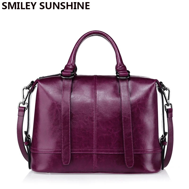 

SMILEY SUNSHINE luxury handbags women bags designer genuine leather woman bag 2018 saffiano ladies handbag purple party hand bag