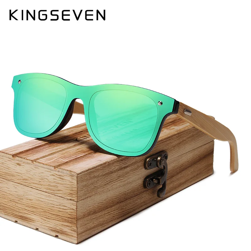 KINGSEVEN Bamboo Polarized Sunglasses Men Wooden UV400 Sun glasses Women Brand Original Wood Glasses Oculos de sol masculino