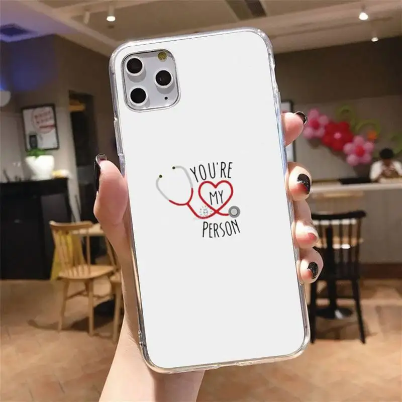 

Greys Anatomy Nurse Doctor Phone Case Transparent for iPhone 6 7 8 11 12 s mini pro X XS XR MAX Plus cover funda shell