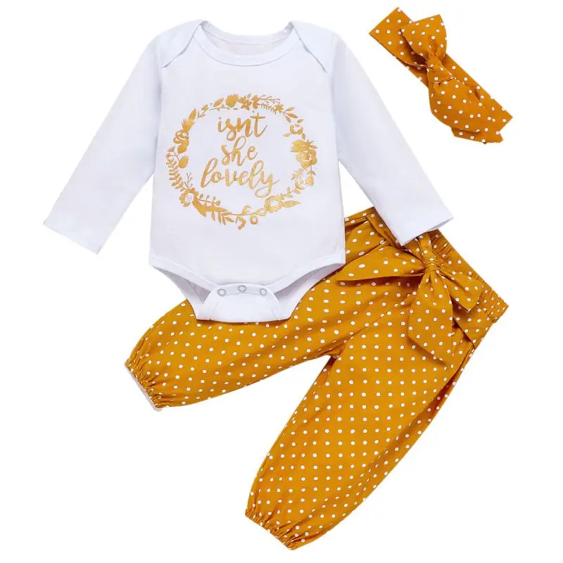 Милые новые комплекты одежды для детей Комплект из трех предметов Брюки с
