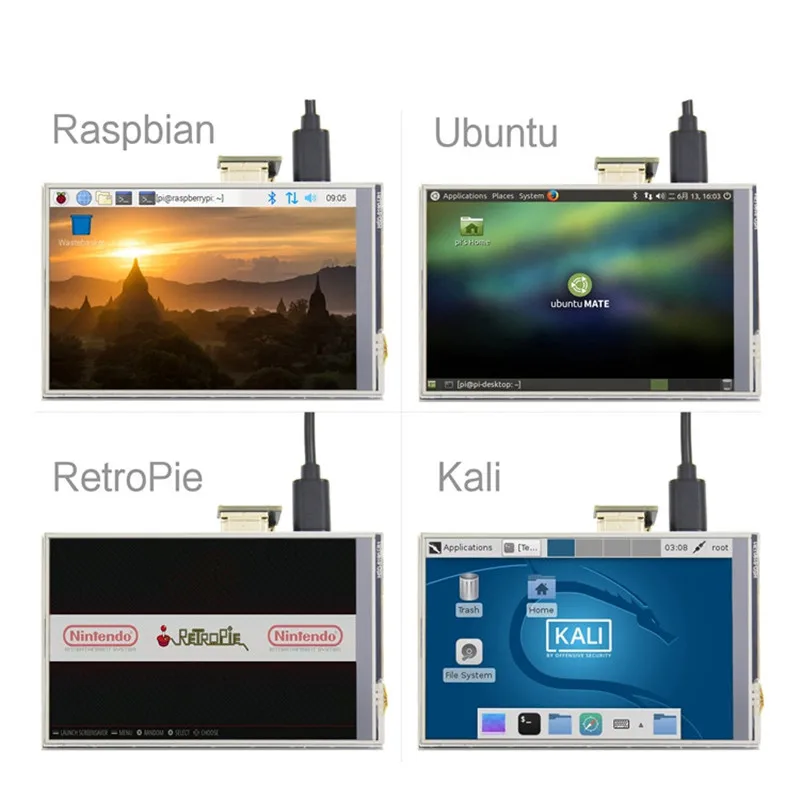 Новый 4-дюймовый USB TFT ЖК-дисплей с сенсорным экраном для Raspberry Pi 4 Model B 3B + |