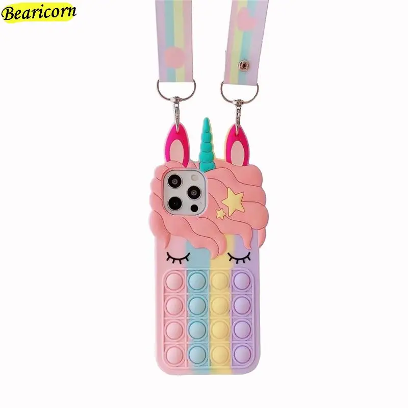 

Pop Fidget Toys Bubble Case For Xiaomi Poco X3 M2 M3 C3 Redmi Note 8 9 9S 10 10S 10T Pro Max 9T 9C Unicorn Soft Silicone Cover