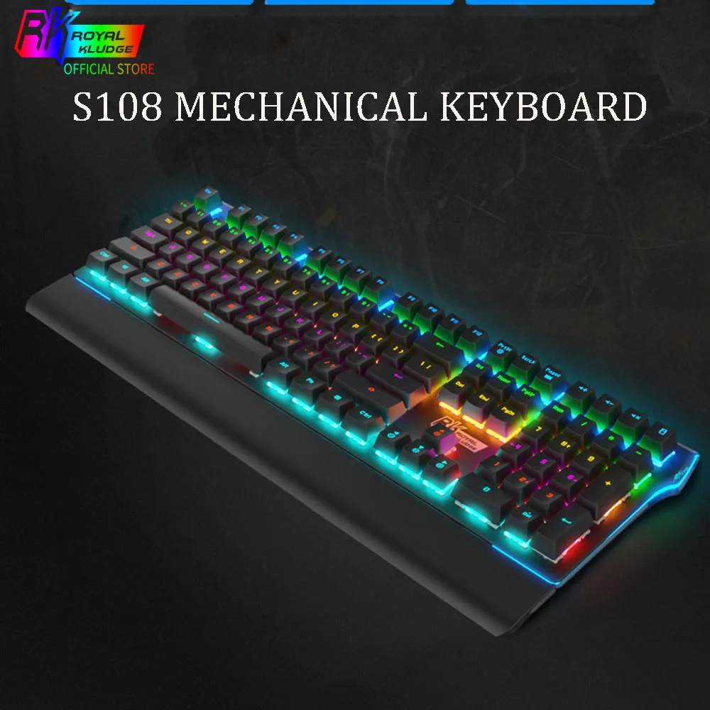 RK Amazing S108 RGB Механическая игровая клавиатура синие переключатели 108 клавиш защита