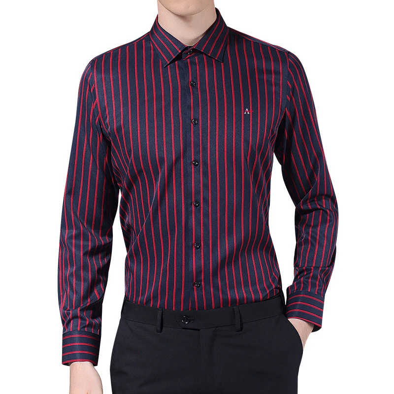 2020 camisa aramis Reserved   Men's Striped Shirts Korea Fashion Work Casual Long Sleeve Slim Fit Dress Shirt Dropshipping