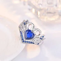 mfy hot sale luxury red crown small swan red blue love heart ring for women black silver color female party ringd jewelry gift