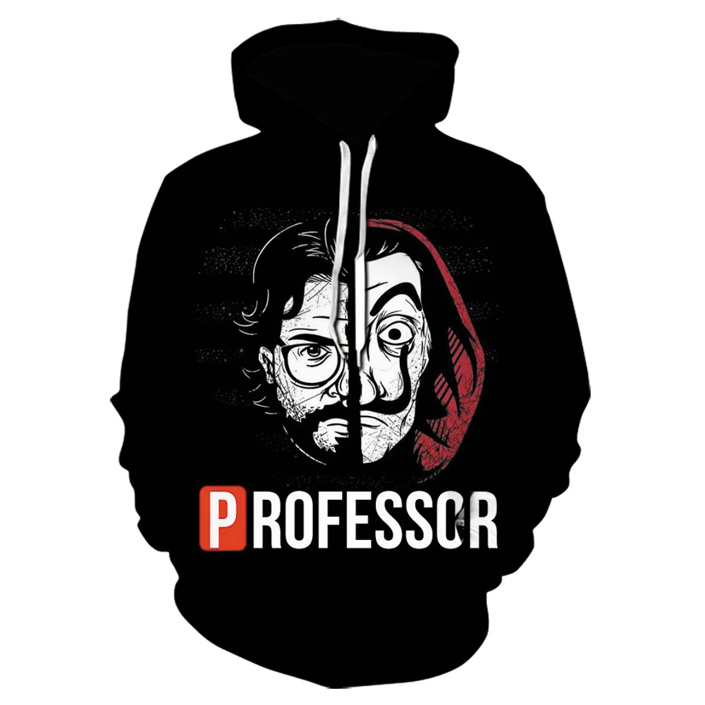 

Толстовка La Casa De Papel с 3D принтом и капюшоном, пуловеры для ТВ-сериала, мужская и женская модная толстовка, повседневный Модный популярный пул...