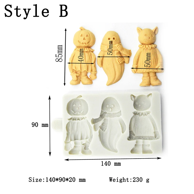 SHENHONG Halloween Fondant Cake Mold Gum Paste Sugar Craft Chocolate Skeleton Ghosts Pumpkin Demon Clown Pattern Silicone Mould | Дом и сад