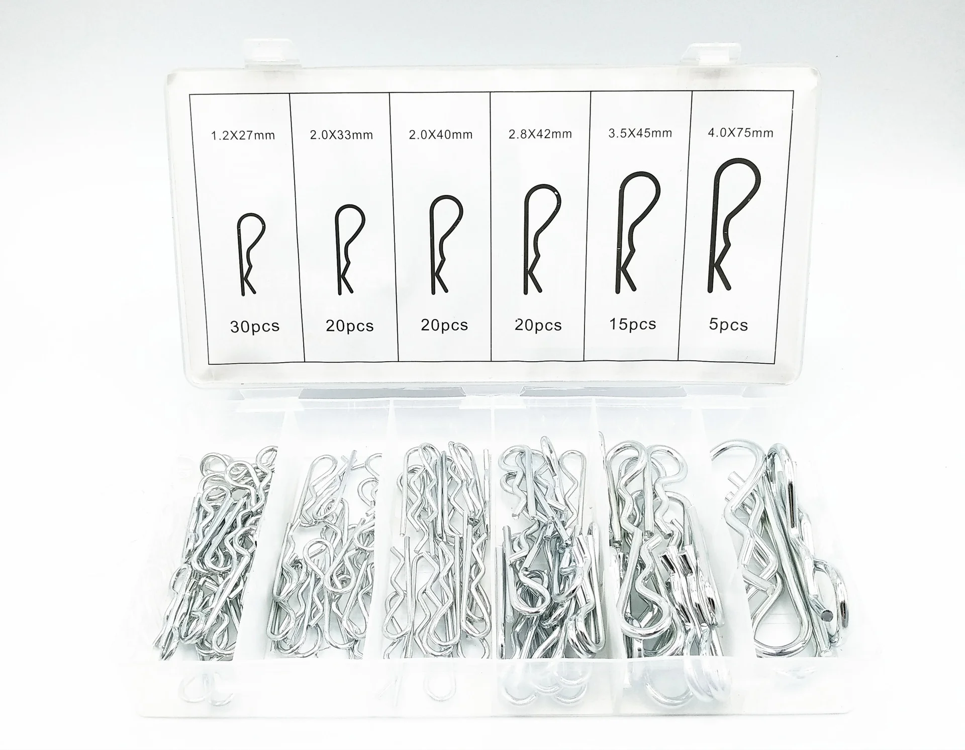 

110PCS/Set 6 Kinds Splitpin Spring Pin B Shape R Shape Pin With Collection Case
