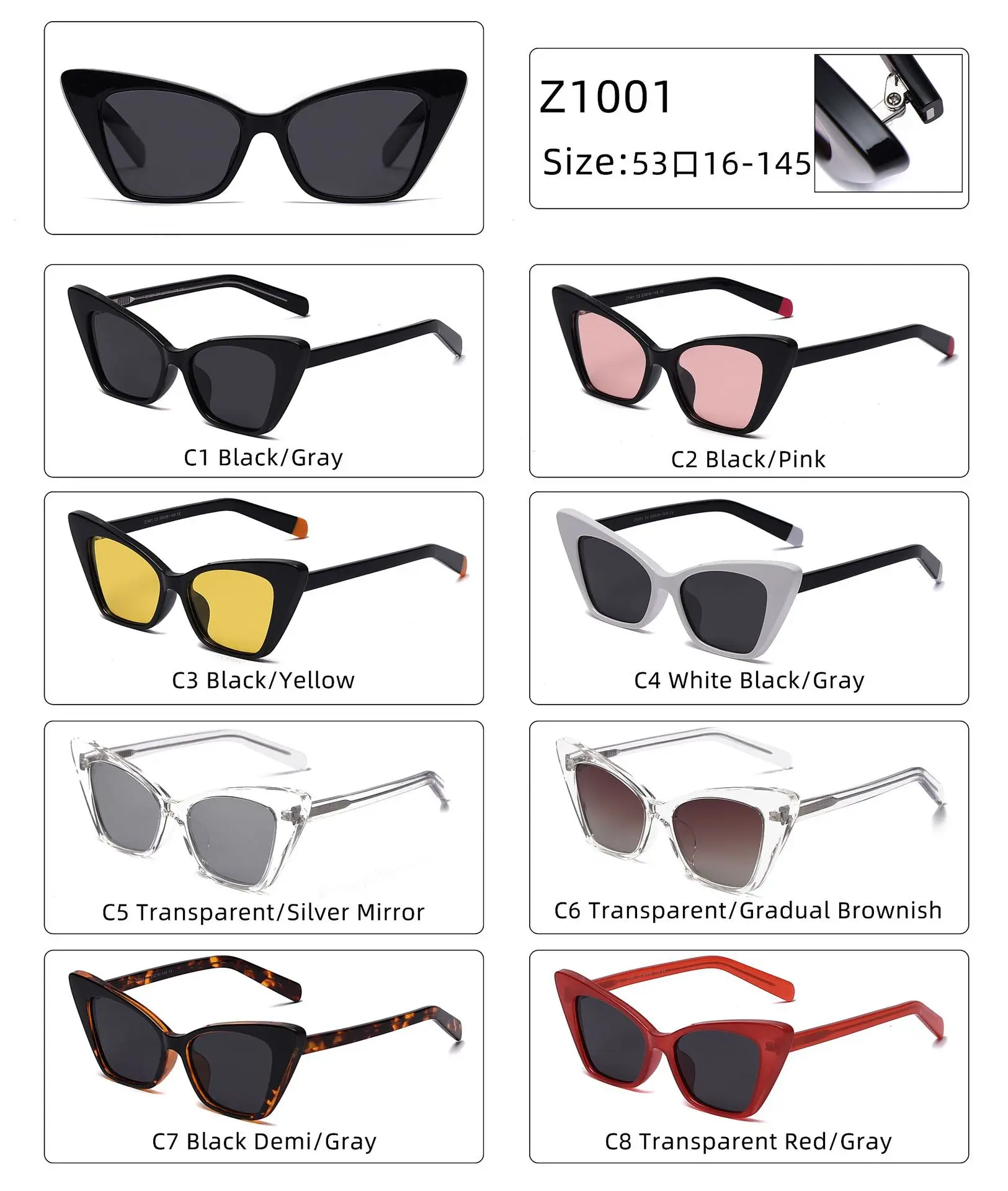 

2021 Cat Eye Polarized Sunglasses TAC Lens TR90 Frame Sun Glasses UV400 Protection Eyewear for Men Women Traveling Driving