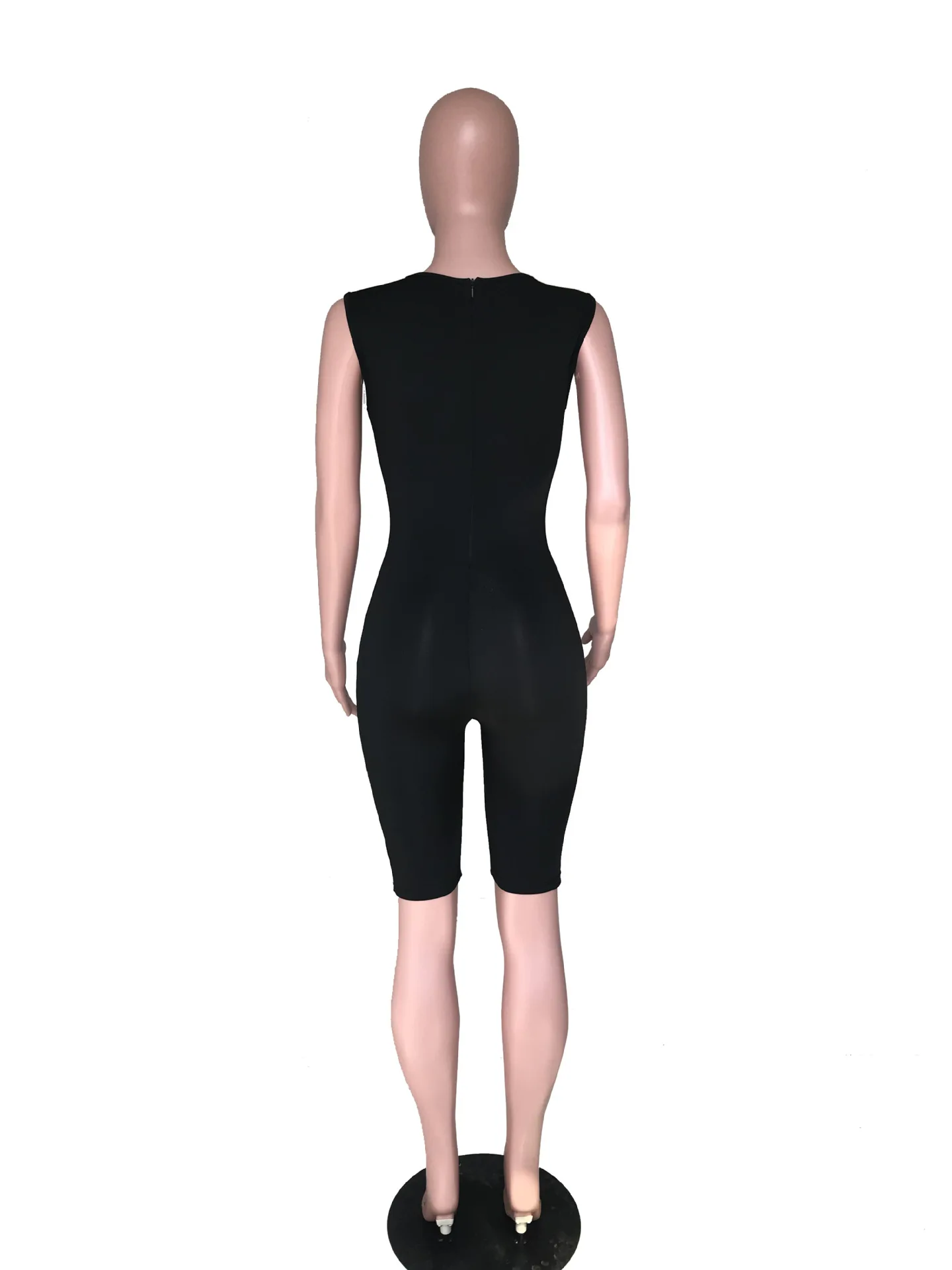 

FNOCE 2020 new women's playsuits sexy nightclub fashion casual solid sleeveless o-neck hole hollow out tight one-piece jumpsuit