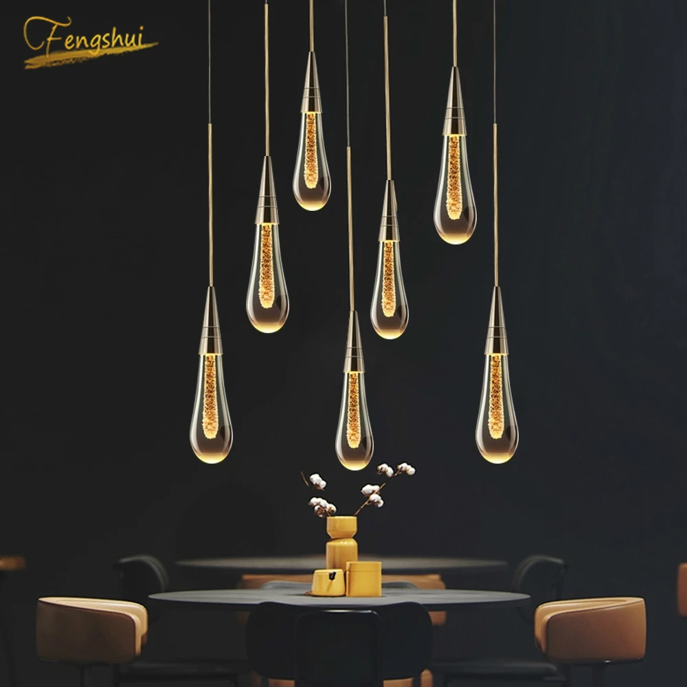 Современные золотые стеклянные подвесные светильники Ligthing Лофт лестница
