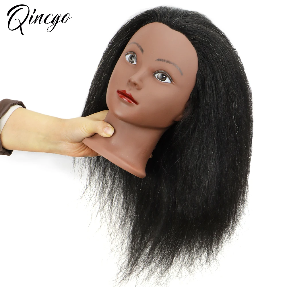 Голова для обучения манекена в африканском стиле с натуральными человеческими