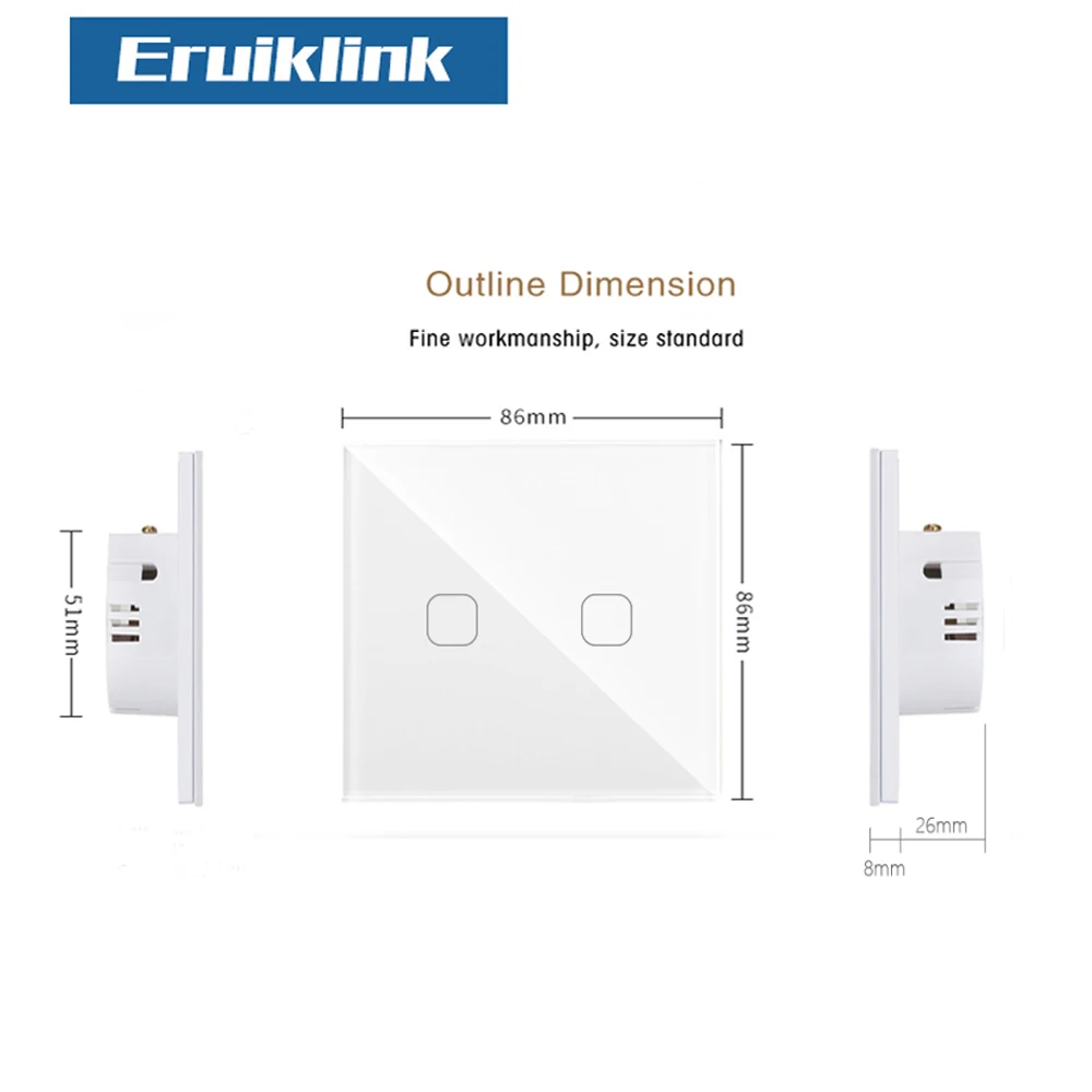 Сенсорный выключатель стеклянная панель из хрусталя 1-позиционный сенсорный