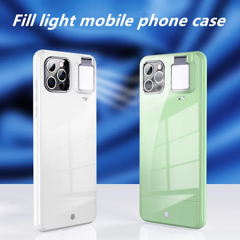 2022.For iPhone 12 Pro Max 11 Phone Case Fill Light Selfie Beauty Ring Flash Stable Case For iPhone XR X XS Max 11 12Pro Max 7