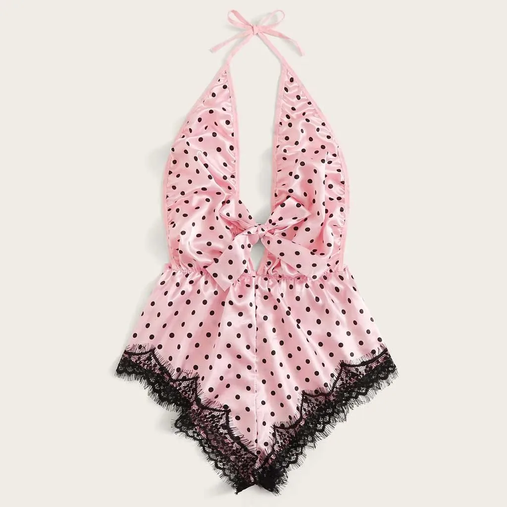 Женское летнее Кружевное боди в горошек с V образным вырезом| |