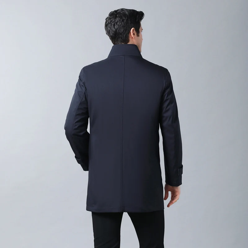 Мужской однотонный Тренч осенне-зимний Повседневный средней длины | Мужская