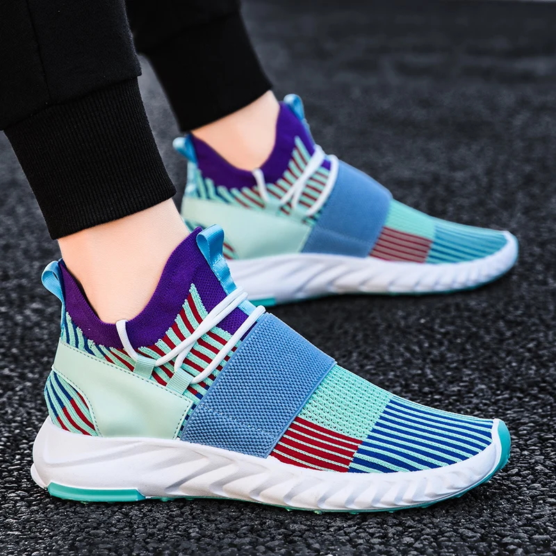 

Comfortable Men Casual Shoes Low Top Sports Sneakers Men Lightweight Antiskid Knit Slip-on Fashion Footwear